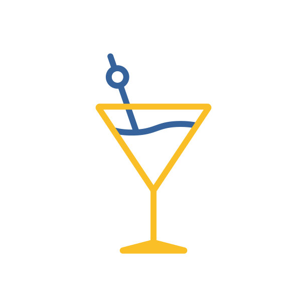 鸡尾酒饮料玻璃平孤立图标图片下载