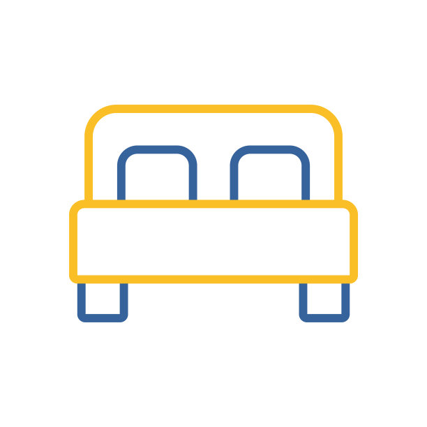 双人床平面图标图形符号，用于旅行和图片下载