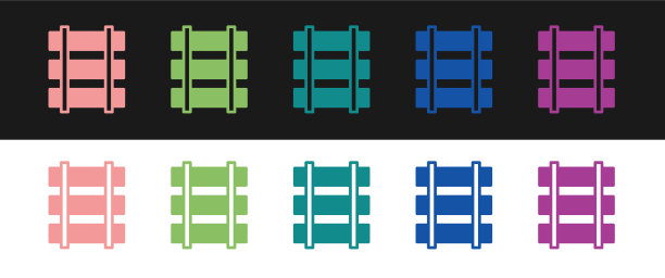 将铁路轨道图标孤立在黑色上图片下载