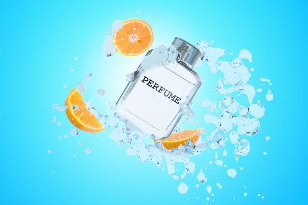 水表面香水玻璃瓶广告的3d渲染图片下载