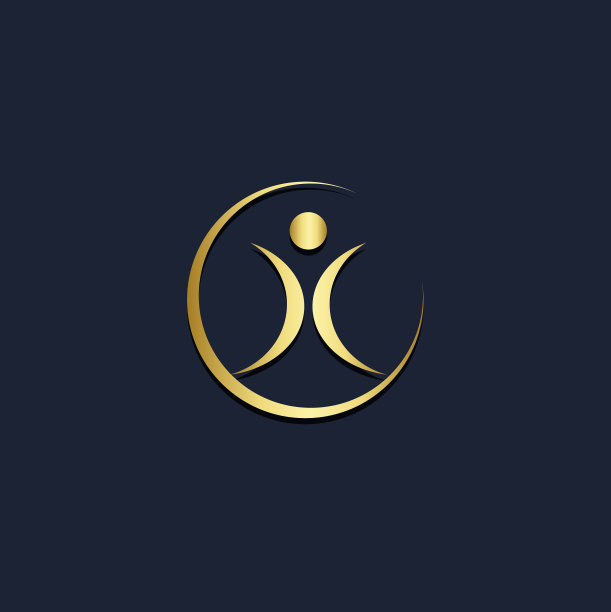 快乐的圆形人物金色logo图片下载