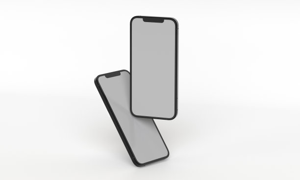说明在具有空白的三维空间中模拟电话的等距矩形的三维渲染。从不同的角度和观点，以帮助摇滚的应用程序。图片下载