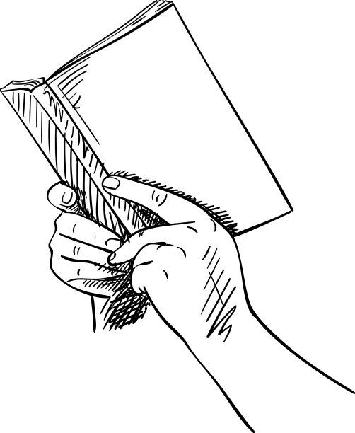 手绘手拿着空白打开的书图片下载