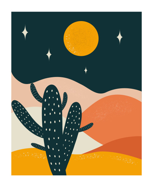 抽象的背景是夜晚的仙人掌图片下载