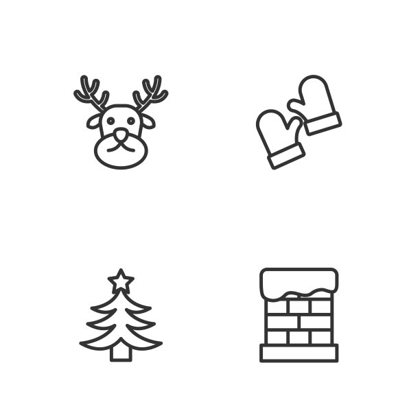 放线圣诞烟囱树驯鹿和图片下载