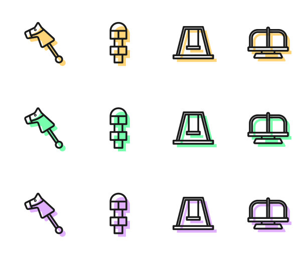 为孩子们设置线秋千玩具马跳房子和图片下载