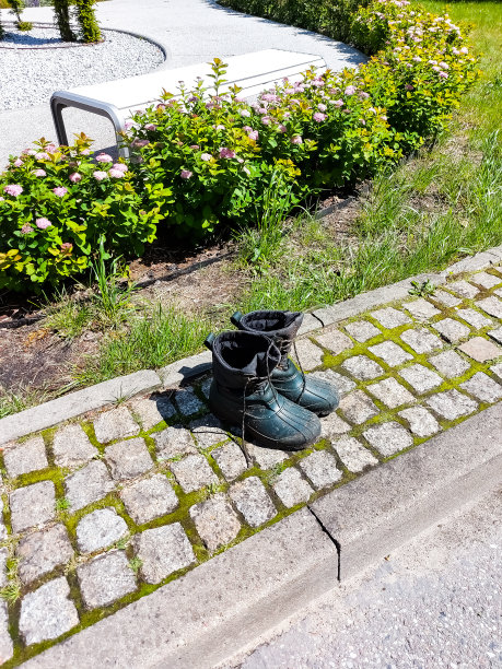 鞋子，靴子在路边图片下载