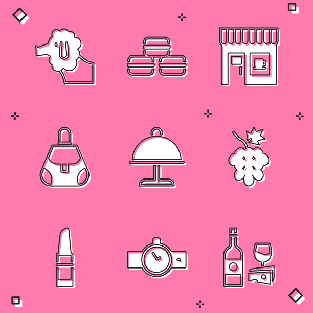 设置狮子狗马卡龙饼干咖啡店图片下载