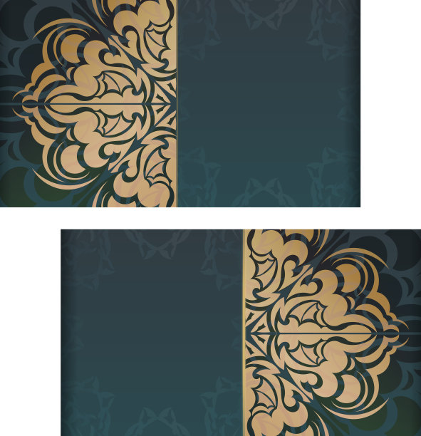 绿色梯度复古金色图案小册子图片下载