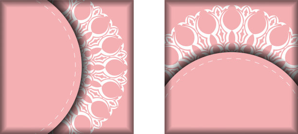 粉红色明信片，白色曼荼罗图片下载