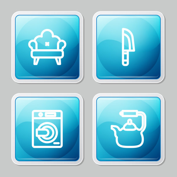 设置线沙发刀洗衣机和水壶图片下载