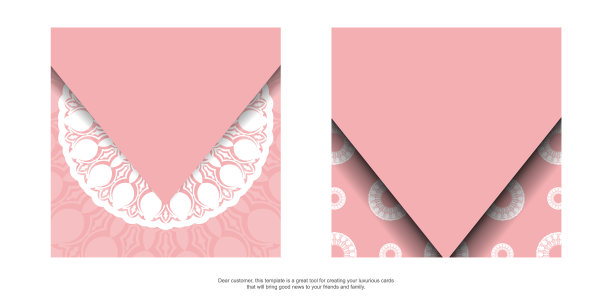粉红色的问候传单配上豪华的白色图片下载