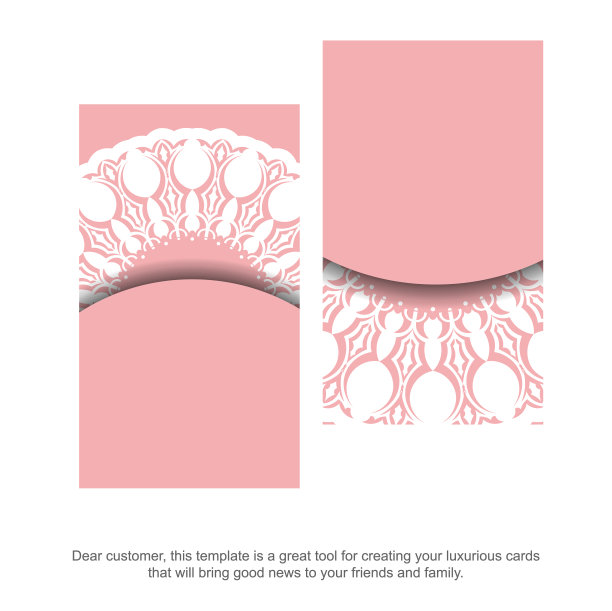 粉红色名片与抽象的白色图案图片下载