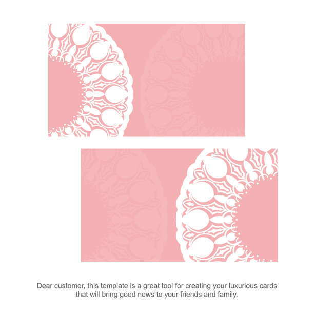 粉红色名片与希腊白色图案图片下载