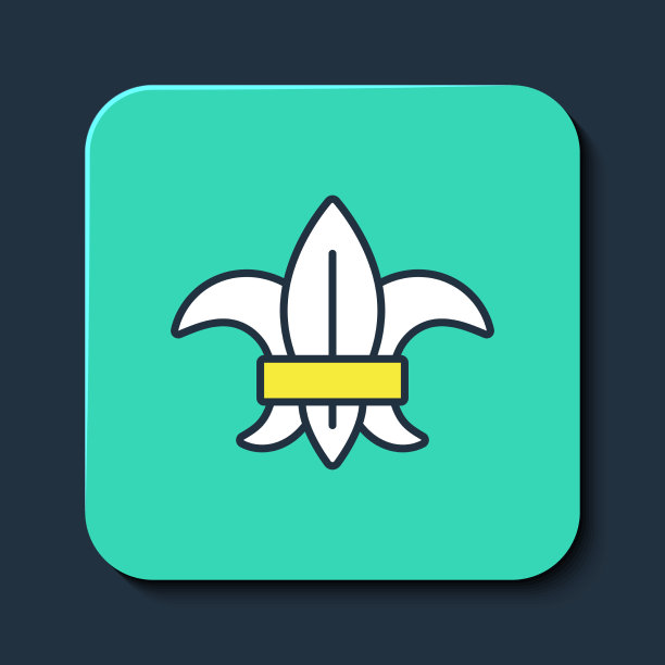 填充轮廓百合花或百合花图标图片下载