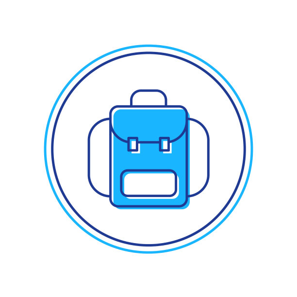 填充轮廓徒步背包图标孤立上图片下载