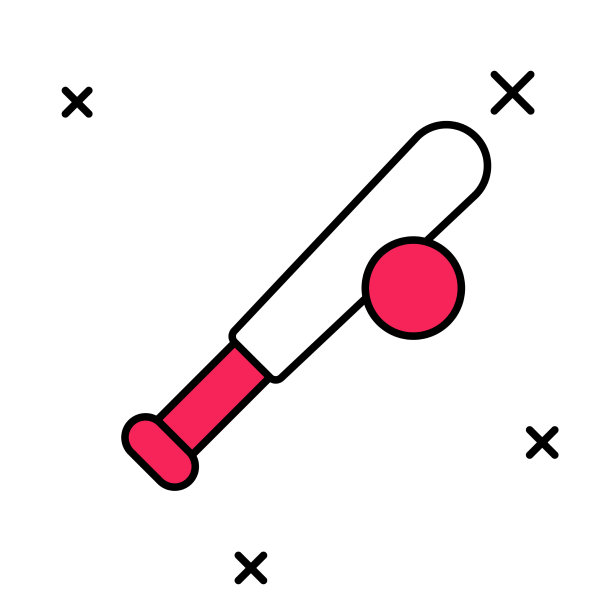 填充轮廓棒球棒球图标图片下载