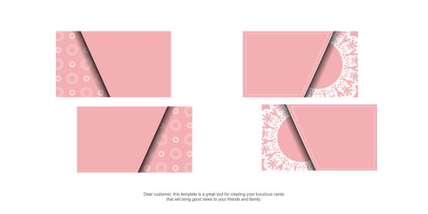 名片模板在粉红色与复古白色图片下载