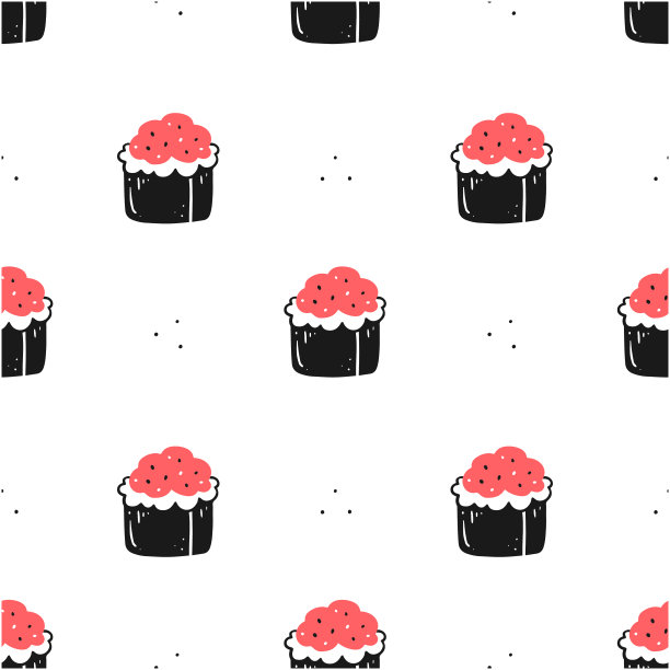 白底烤寿司卷的无缝图案。日本的食物。矢量图的背景。图片下载