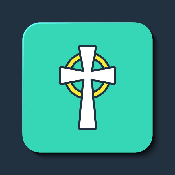 填充轮廓凯尔特十字图标孤立的蓝色图片下载