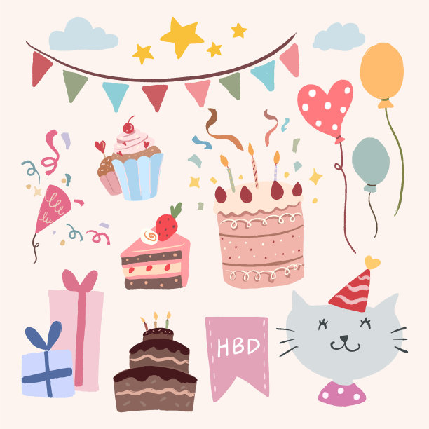 庆祝派对贴纸套装图片下载