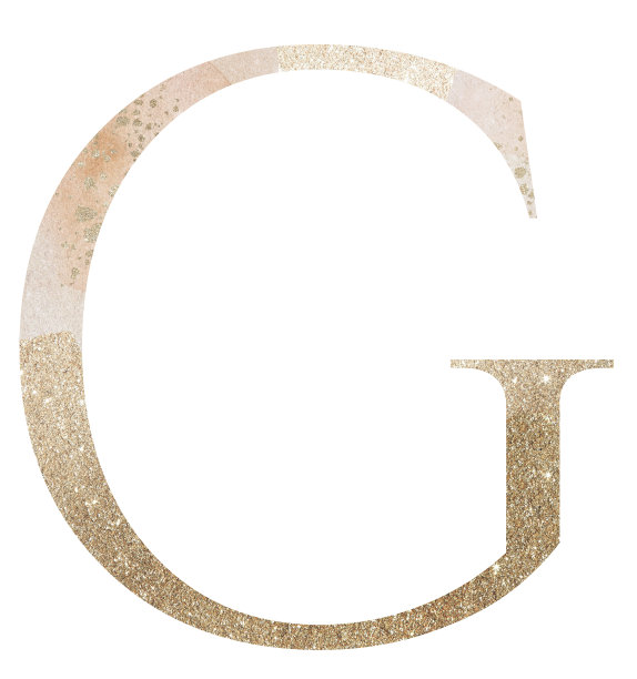 金色大写字母G孤立的插图，闪闪发光的假日设计元素图片下载