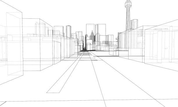 3d城市景观建筑和道路图片下载