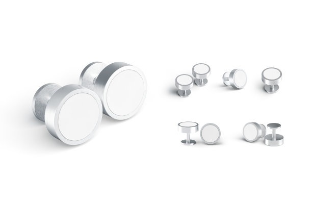 空白圆银袖扣螺扣模型对，不同的观点图片下载