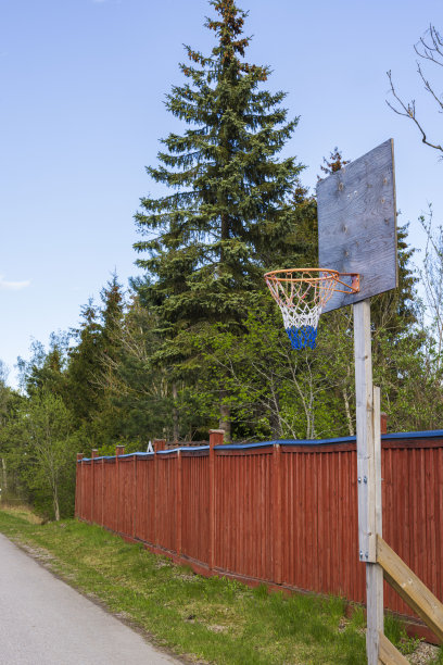 面向家庭户外训练的手工篮球环。积极的生活方式的概念。瑞典。图片下载