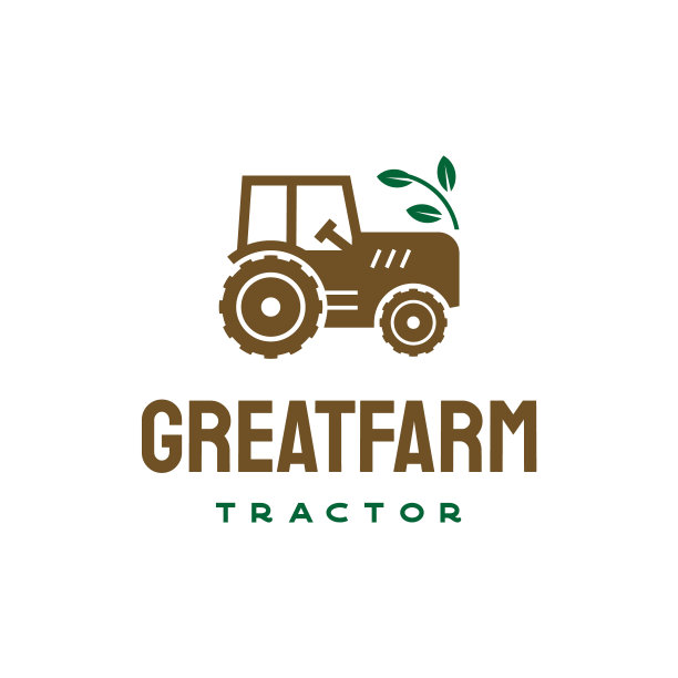 拖拉机农场农业标志设计矢量插图图片下载