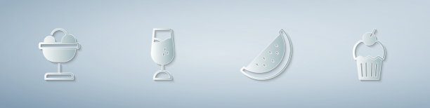 把冰淇淋放在碗里，玻璃杯里放西瓜图片下载