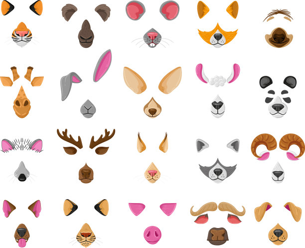 卡通自拍或视频聊天动物面具图片下载