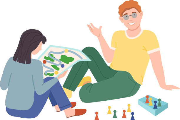 一对情侣坐在地板上玩桌游图片下载