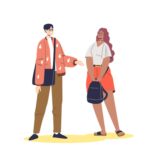 男人和混血学生的女人说话图片下载