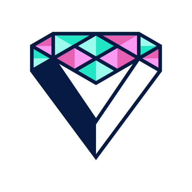 字母V水晶钻石标志设计图片下载