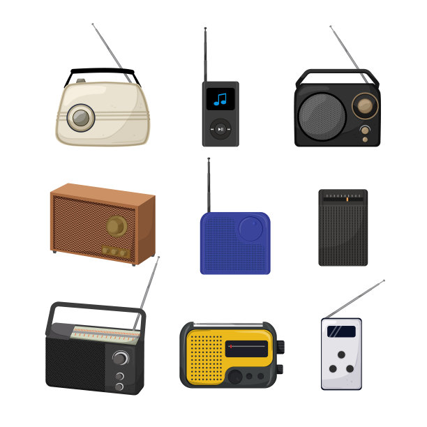 电台音乐集卡通矢量插图图片下载