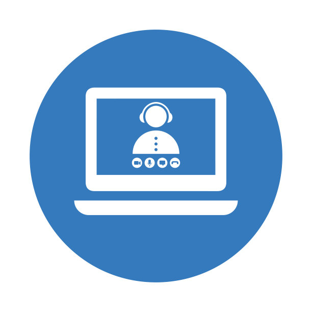 电话、会议、面试图标。蓝色的设计。图片下载