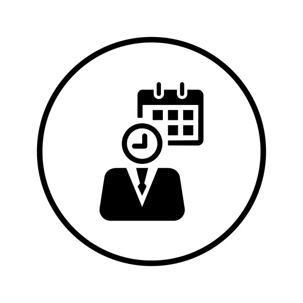 日历，员工，工作时间图标。黑色的矢量图形。图片下载