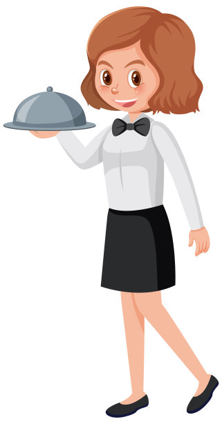 一个年轻的女服务员在上菜图片下载