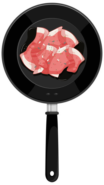 早餐放在孤立的锅里图片下载