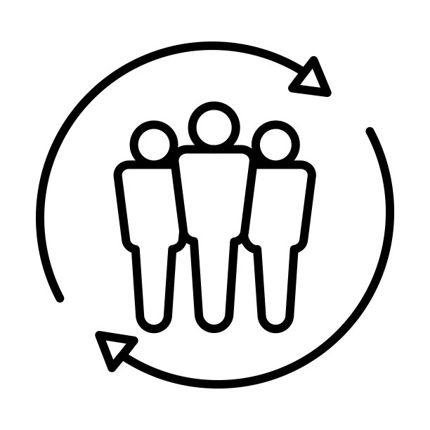 人力资源图标。白色背景上的细线条人力资源轮廓图标。网页和移动设备的线条矢量人力资源标志、符号。图片下载