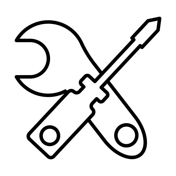 扳手图标。细长的线性扳手轮廓图标孤立在白色背景。直线矢量扳手符号，网页和移动的符号。图片下载