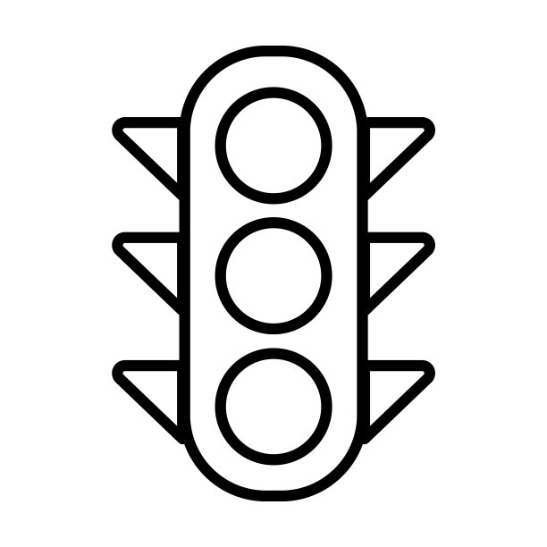 红绿灯图标。单线交通灯轮廓图标孤立的白色背景。直线矢量交通灯标志，网页和移动的符号。图片下载