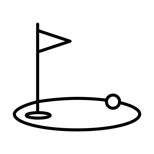 高尔夫球图标。细线性高尔夫轮廓图标孤立的白色背景。直线矢量高尔夫标志，网页和移动的符号。图片下载