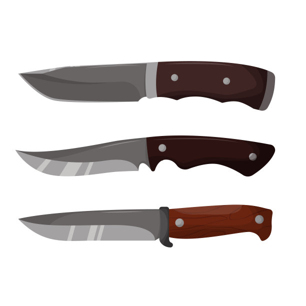 大的锋利的切菜刀孤立在白色背景。平面向量插图。图片下载