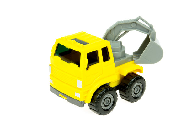 挖掘机玩具孤立在白色背景。图片下载