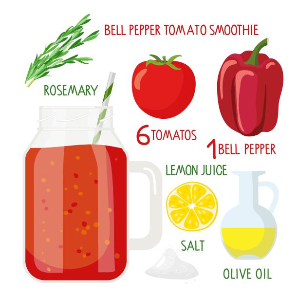 一罐美味的番茄奶昔。玻璃沙冰杯，红色液体，配料。菜单上的食物和饮料，健康饮食的横幅。新鲜的能量排毒饮料。有机生奶昔，健康食品图片下载