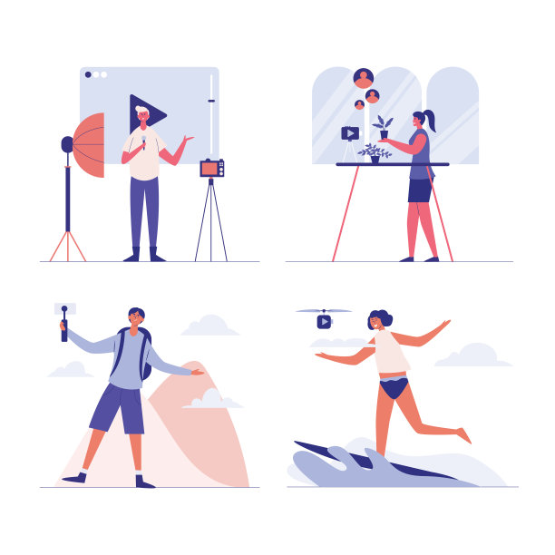 博客评论概念向量。创意知名网红拍摄短视频职业。图片下载