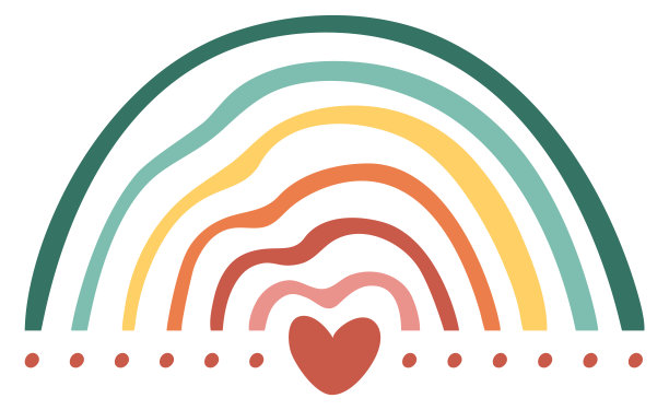 颜色线拱。心形标志装饰彩虹图片下载