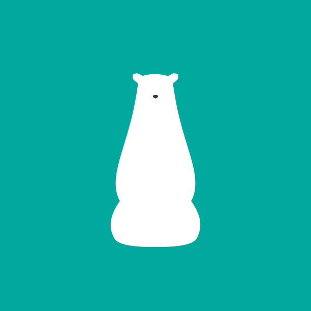 白色卡通北极熊和谐地坐着图片下载